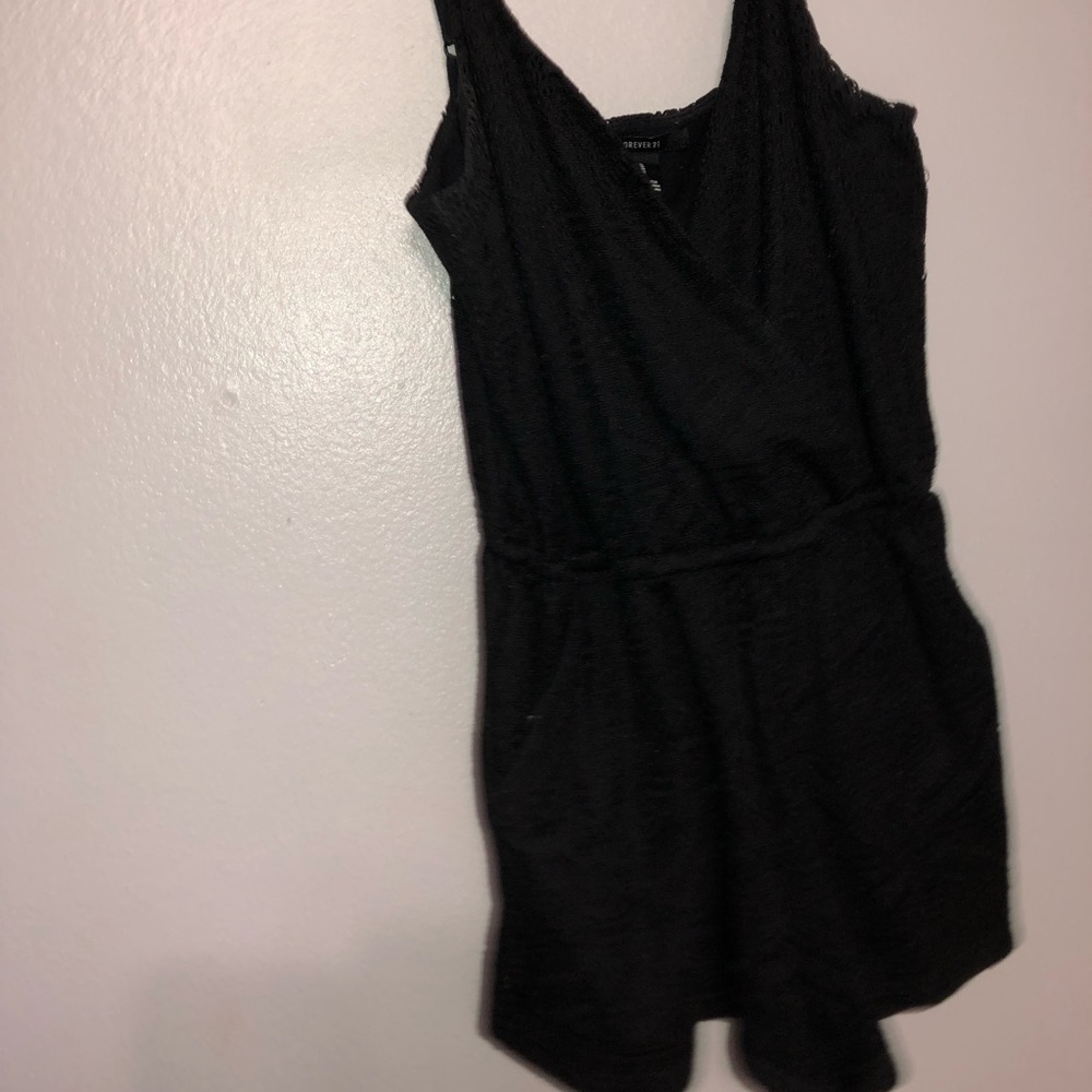Black v neck Crochet romper